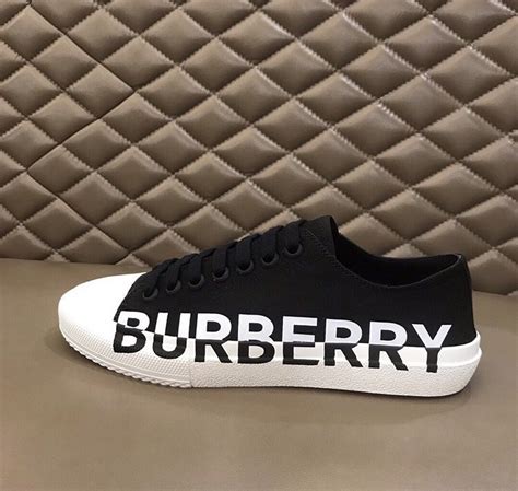 Burberry Logo Print Two tone Cotton Gabardine Sneakers